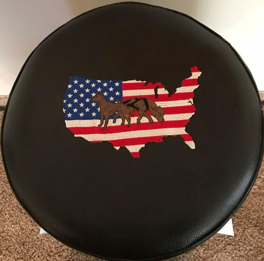 American Flag American Pitbull Terrier Footstool